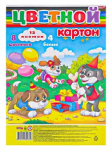 НАБОР ДЛЯ ДЕТ.ТВОРЧЕСТВА Картон цвет А4 12л. ВЕЧЕРИНКА У ЩЕНКОВ  8цв+4бел